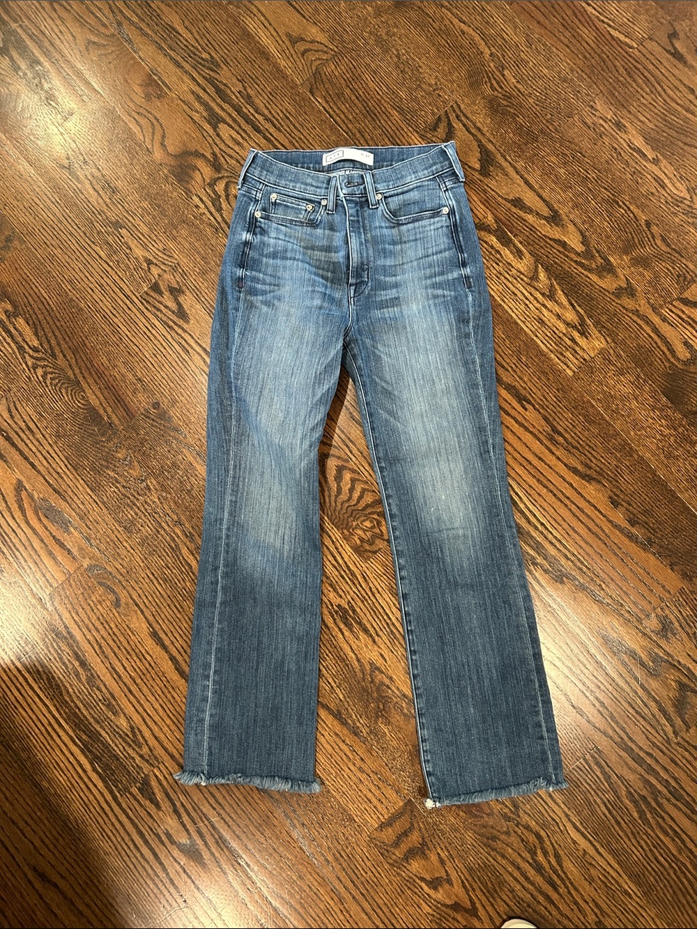 AYR Light Blue Straight-Leg Jeans with Raw Hem